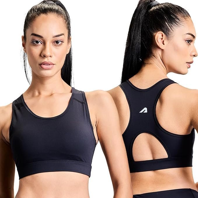 Sports Bra for Women,Padded Gym Bra for Woman with Cross Back & Moisture-Wicking Fabric,Medium Support Workout Bra for Yoga, Running & Training,Stretchable Poly-Spandex Activewear