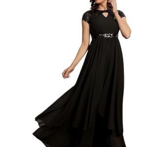 Women's Keyhole Neck Embellished Layered Maxi Dress