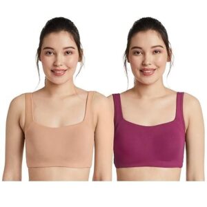 Women's Cotton Stretch Non Padded Wire Free Full Coverage Slip On Bra (Pack of 2)