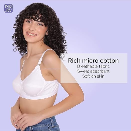 Full Coverage Bra Set for Women | Non-Wired, Non-Padded Everyday Bra for Girls | Made with Soft Cotton Blend Fabric, Comfortable Regular Wear Bra ? Rio Combo of 3 - Image 3