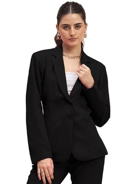 Notched Lapel Long Sleeves Single-Breasted Casual Blazer