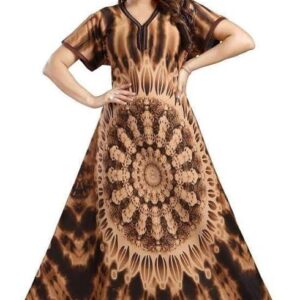 Women?s Satin Night Dress | Floral Printed Satin Fabric Long Nighty | Soft Sleepwear for Women (Round Design Nighty)