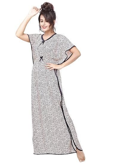 Women's Silk Geometric Print Maxi Nightgown - Image 2