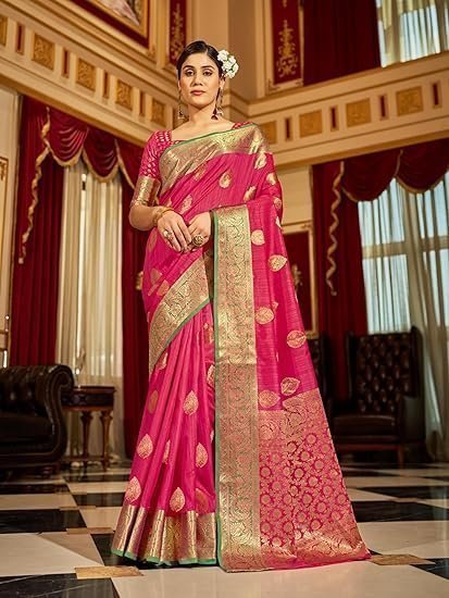 Womens Cotton Patola SILK Designer Saree with Unstitched Blouse With Boluse Piece - Image 4