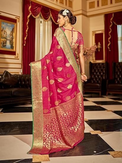 Womens Cotton Patola SILK Designer Saree with Unstitched Blouse With Boluse Piece - Image 2