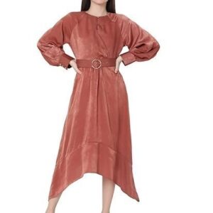 Solid Polyester Round Neck Womens Mini Dress