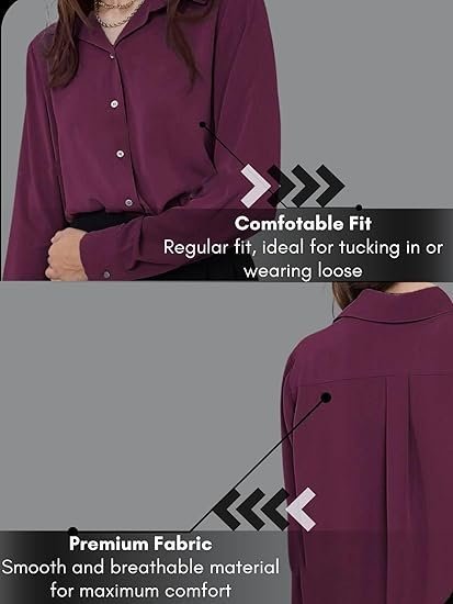 Women's Rayon Oversized Fit Crop Top Korean Style Long Sleeve Oversized Button Down| Workwear Top for Office & Casual Wear - Image 2