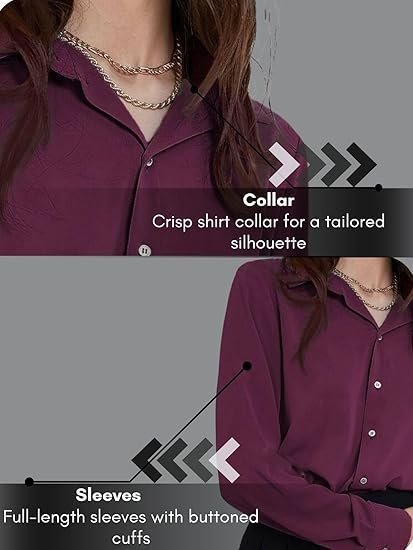 Women's Rayon Oversized Fit Crop Top Korean Style Long Sleeve Oversized Button Down| Workwear Top for Office & Casual Wear - Image 3