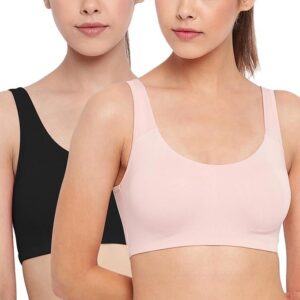 Low Impact Women's Cotton Everyday Sports Bra - All Day Comfort, Non Padded, Wirefree, High Coverage - SB06 (Pack of 2)