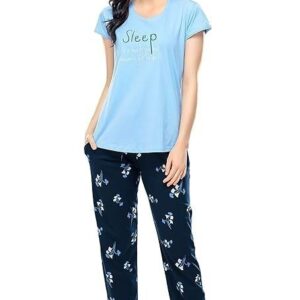 Women's Cotton Floral Printed Relaxed Night Suit Set Of Top & Pyjama 5310