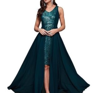Women's V-Neck Sleeveless Embellished Layered Georgette Maxi Dress