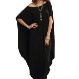 Women's Boat Neck Batwing Sleeve Caftan Harem Oversized Maxi Dress