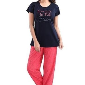 Cotton Night Suit for Women Girls | Women's Printed Polyster Night Suit Set Pyjama Set Loungewear