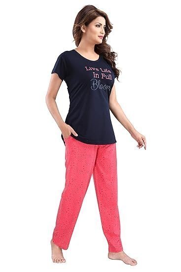 Cotton Night Suit for Women Girls | Women's Printed Polyster Night Suit Set Pyjama Set Loungewear - Image 4