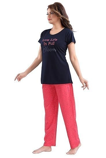 Cotton Night Suit for Women Girls | Women's Printed Polyster Night Suit Set Pyjama Set Loungewear - Image 2